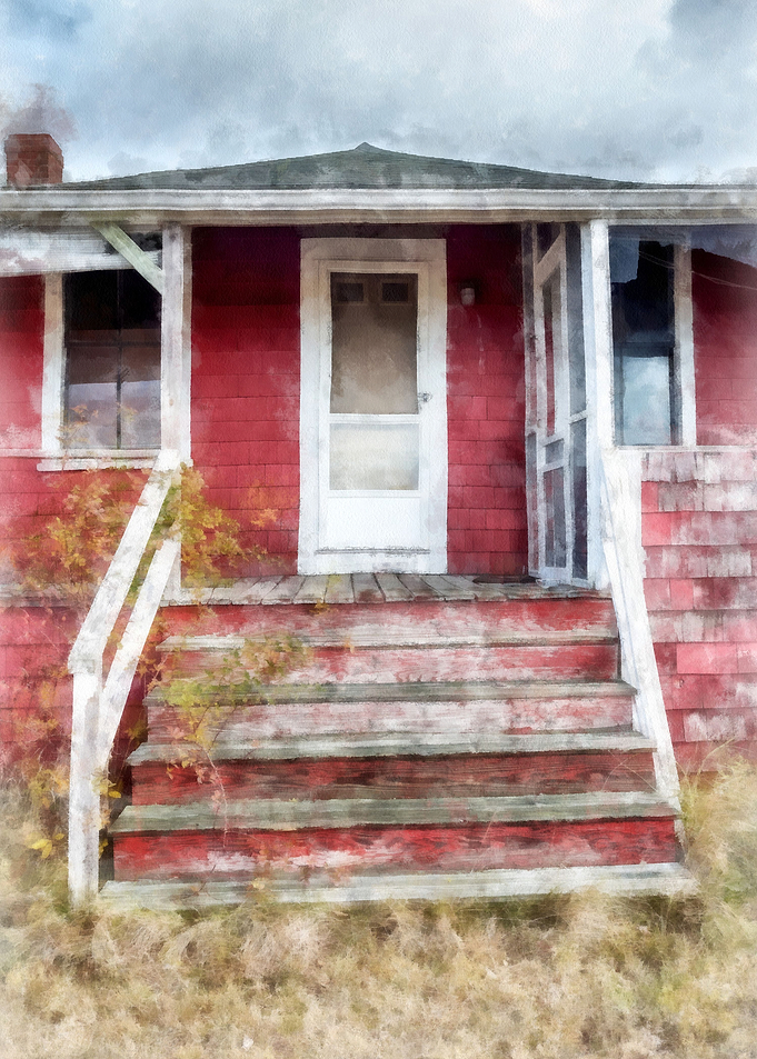 The Old Beach Cottage - watercolor by Edward M. Fieldin ...