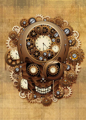 Steampunk Skull Vintage Style