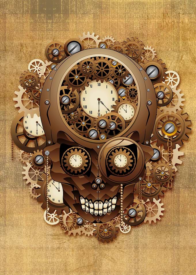 Steampunk Skull Vintage Style