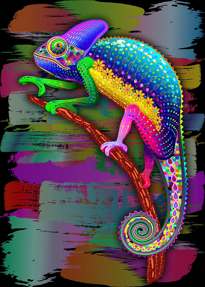 Chameleon Psychedelic Rainbow Colors
