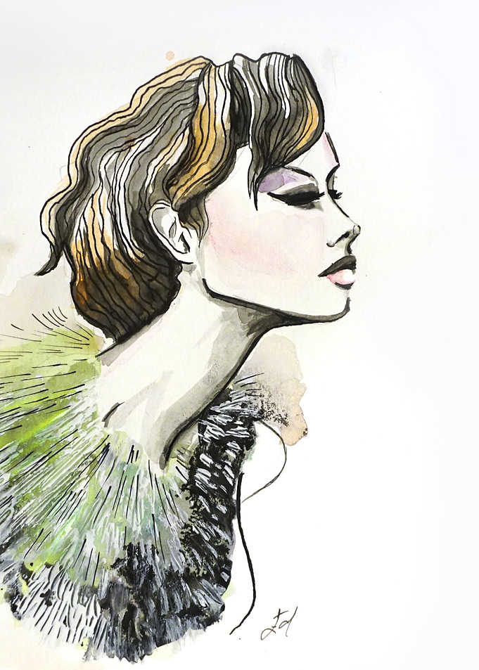 Feather necklace fashion girl