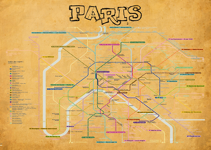 Metro Paris vintage looking map