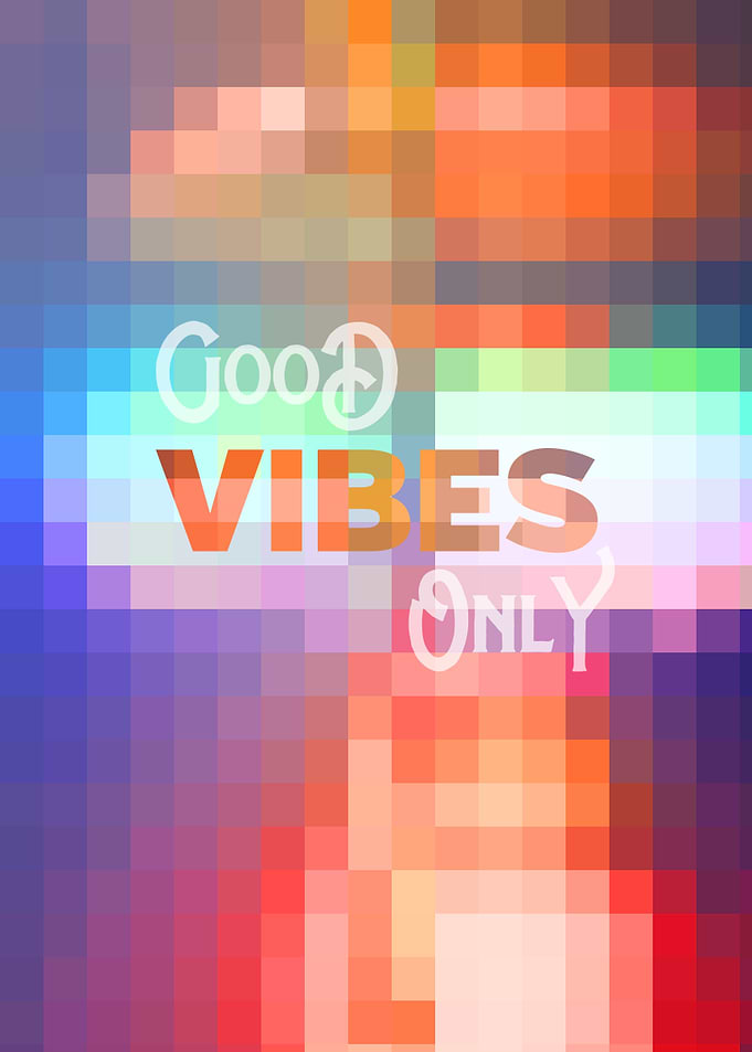 Good Vibes Only Mosaic Stained Glass Geometric Text Art ...