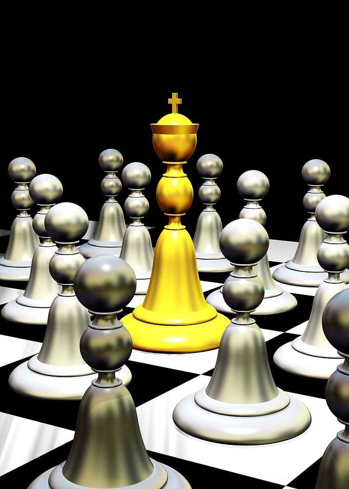 King Golden Chess on Chessboard 3d