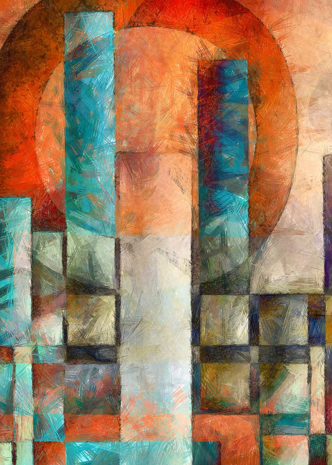 Cityscape abstract painting by Edward M. Fielding