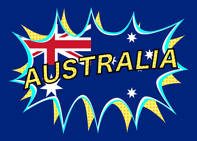 Australian Flag Pow Boom Bang Pop. A graffiti style p ...