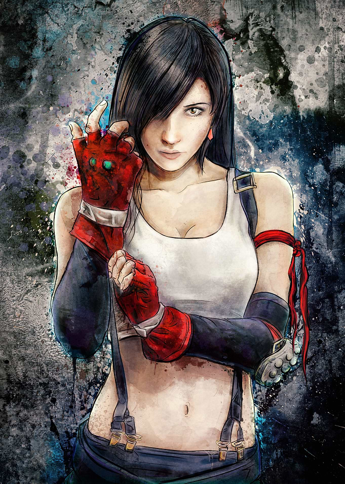 Tifa Lockhart character painting portrait inspired by t ...