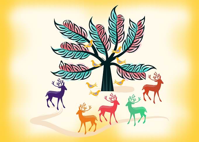 Deer and Birds