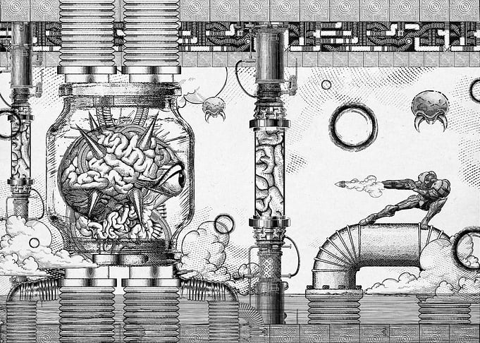 A vintage engraved digital illustration/composition I m ...