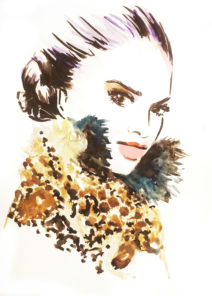Woman with leopard fashion illustration