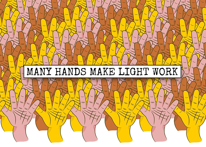 Many Hands Make Light Work. A positive, team work inspi ...