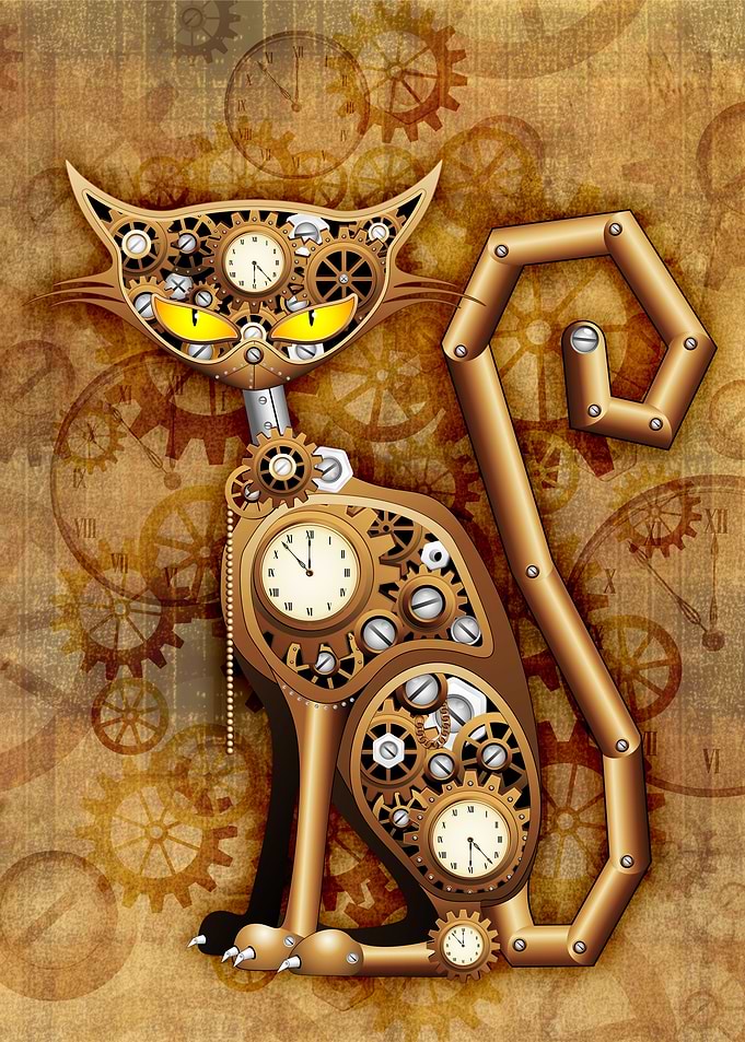Steampunk Cat Vintage Copper Toy