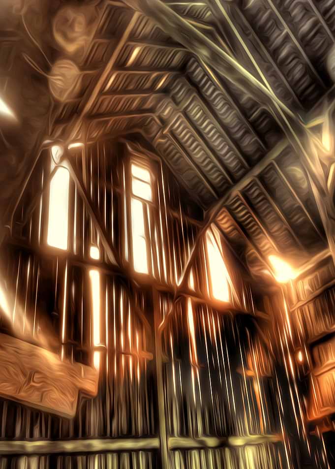 bathed in light