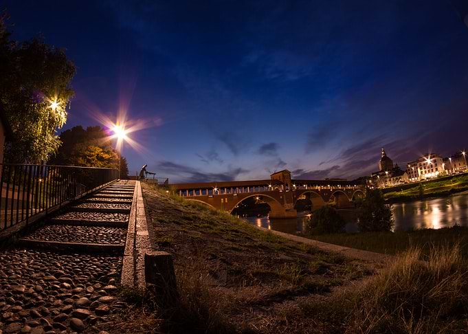 Beautiful sunset in North Italy, near Milan