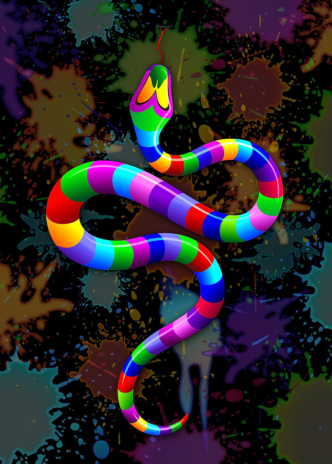 Snake Ringed Psychedelic Rainbow Colors