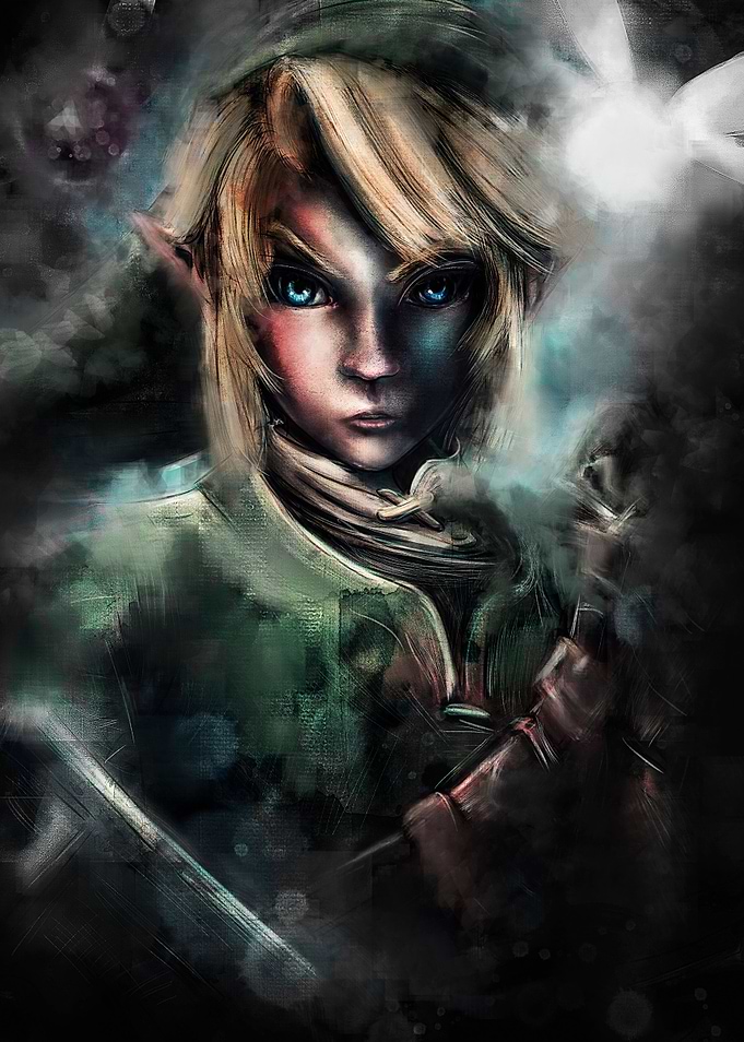 Link as an emotional, epic painted portrait focusing on ...