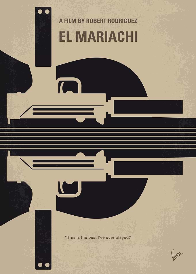 No445 My El mariachi minimal movie poster A traveling m ...