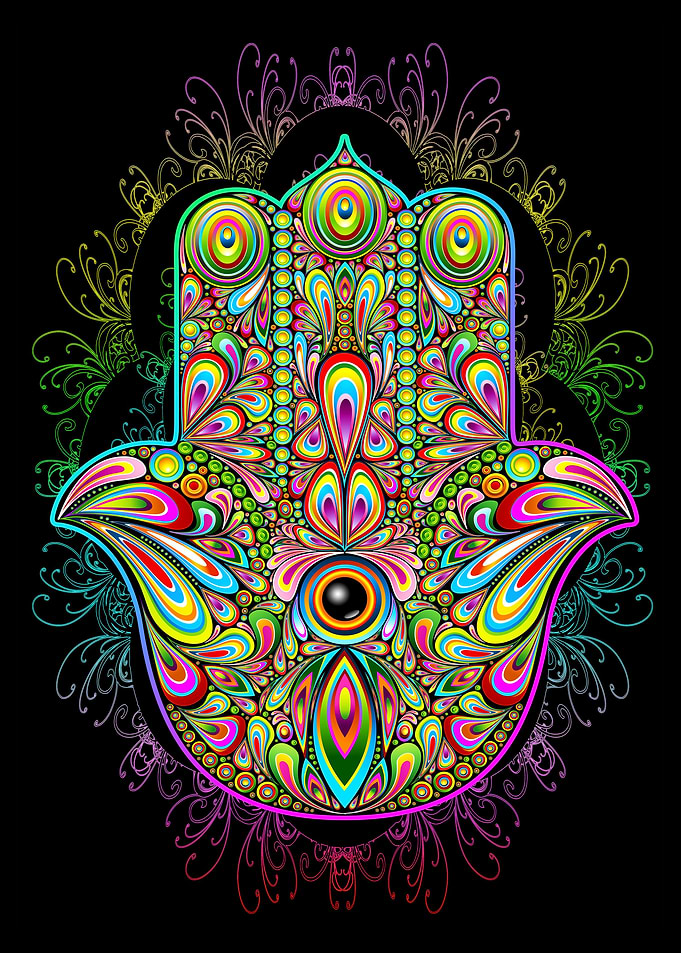 Hamsa Hand Amulet Psychedelic Art