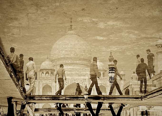 The Boys of Taj. A reversed image of a water reflection ...