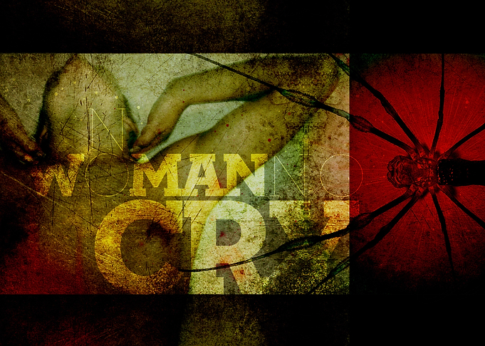 Abstract typographical digital art titled No Woman No C ...