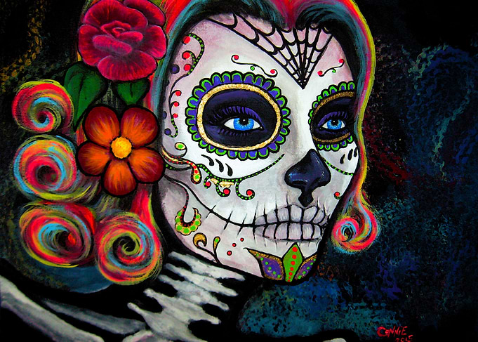 Sugar Skull Candy. acrylic painting on stretched canvas ...