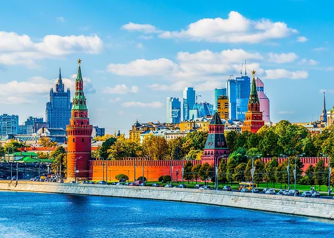Moscow City, the Kremlin
