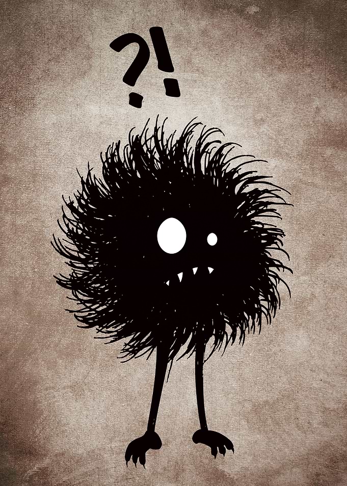 Evil bug illustration with an evil character wondering ...