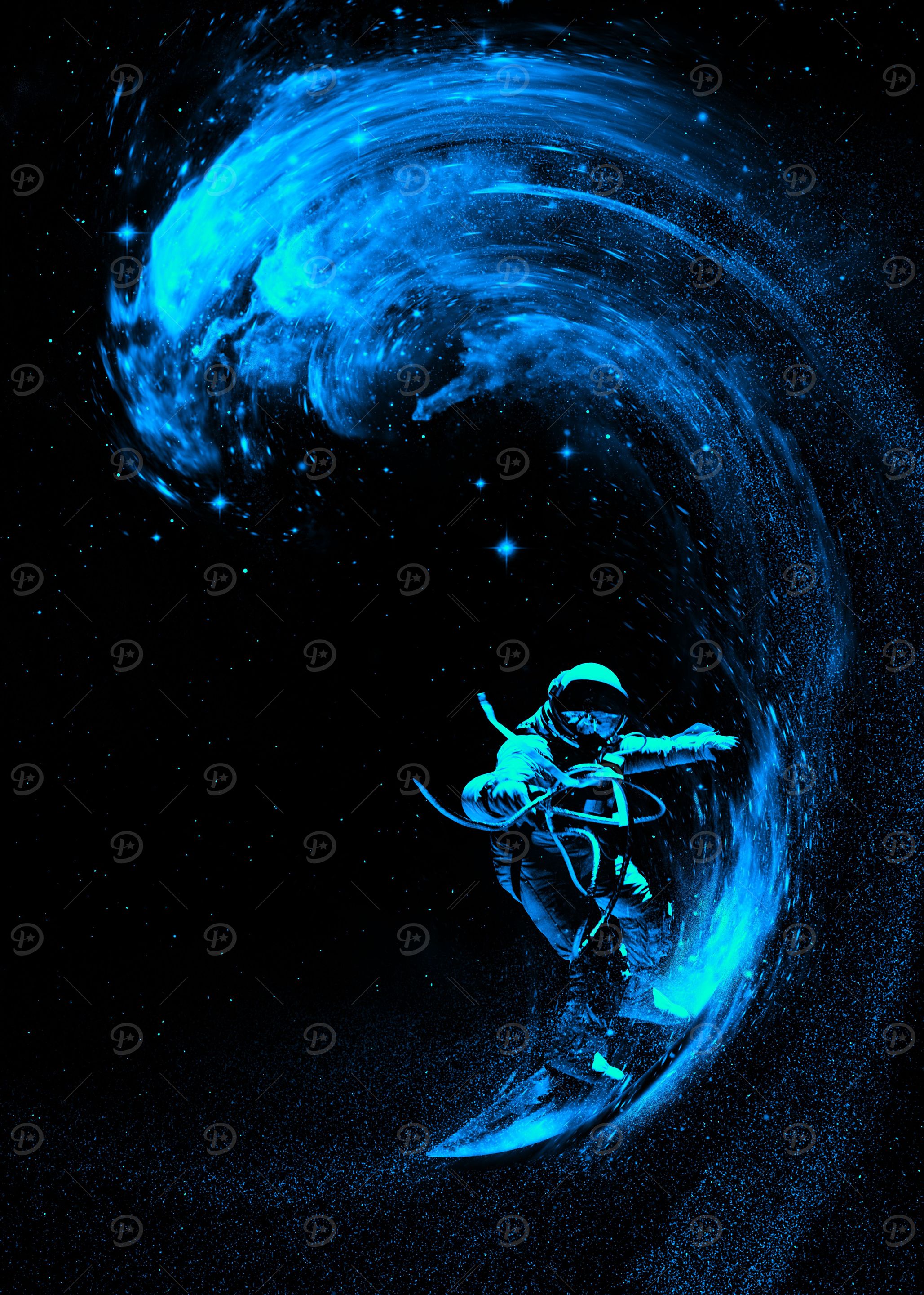 Space Surfing Blue Wave
