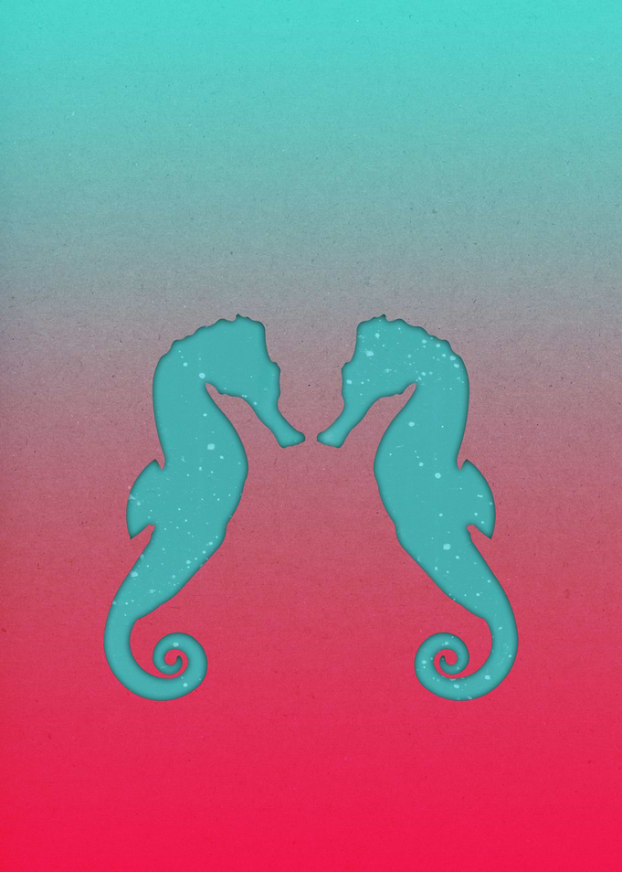 Aqua seahorses