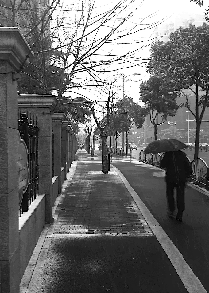 Winter in Shanghai, The Eternal street, Black and white ...