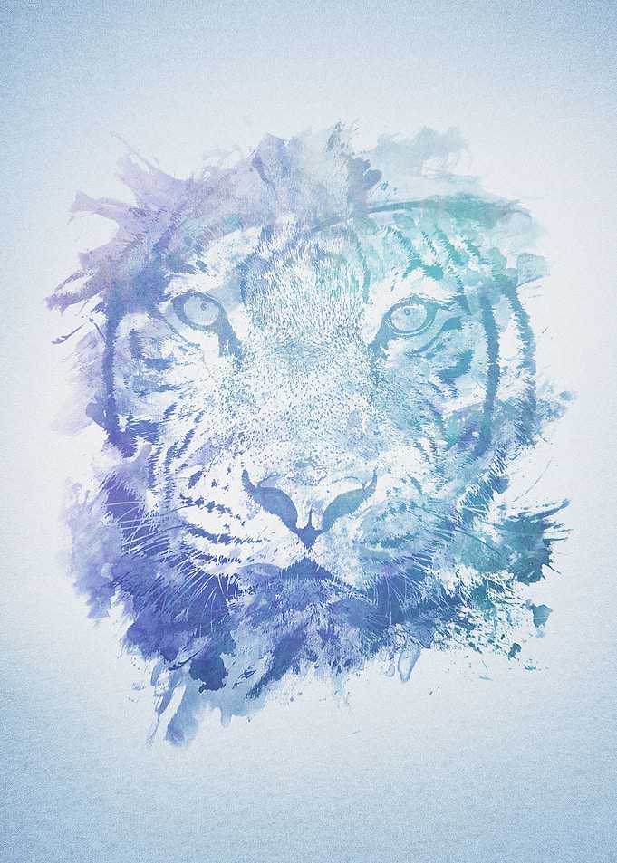 Abstract Watercolor Tiger Portrait / Face