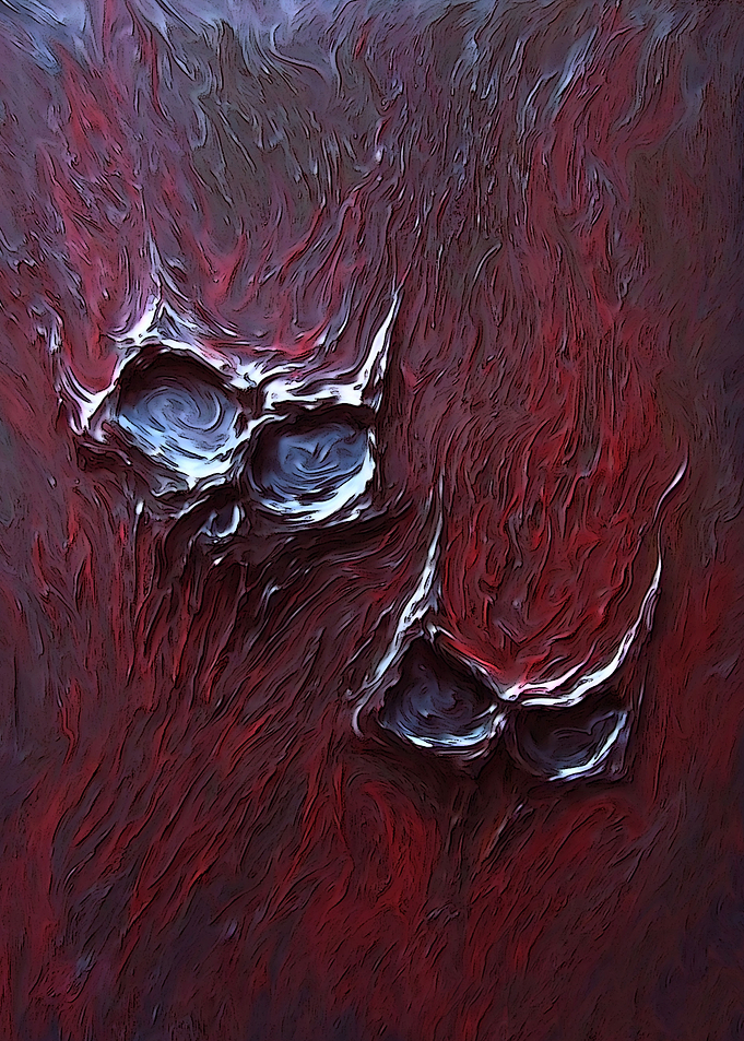 Lava Demons - spectral skulls of demons emerge from the ...