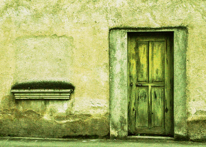 Yellowish-Green. Deteriorated door in Antigua, Guatemal ...