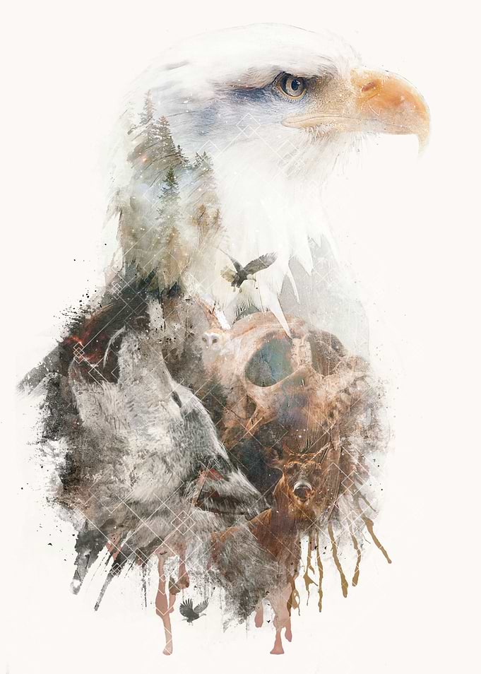 A surreal double exposure styled mixed media digital pi ...