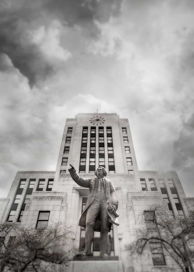 Captain George Vancouver at City Hall, Vancouver, BC, C ...