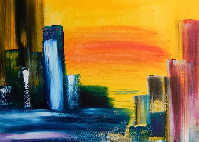 The original painting is called City Sunrise, acrylic o ...