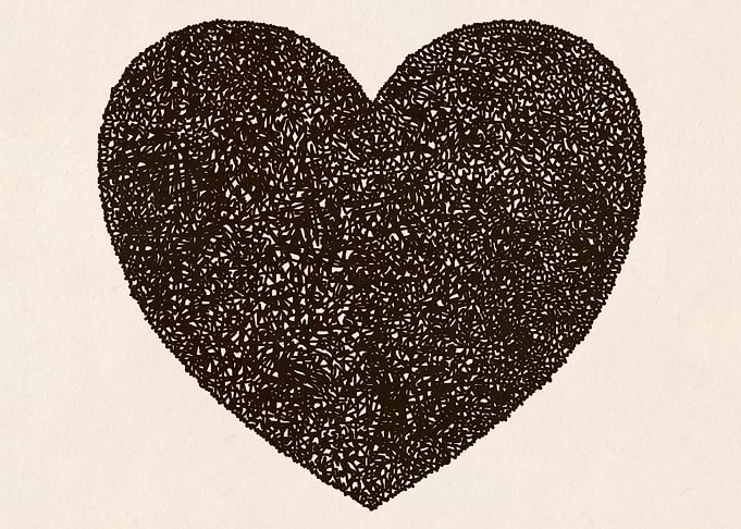 Black and white heart