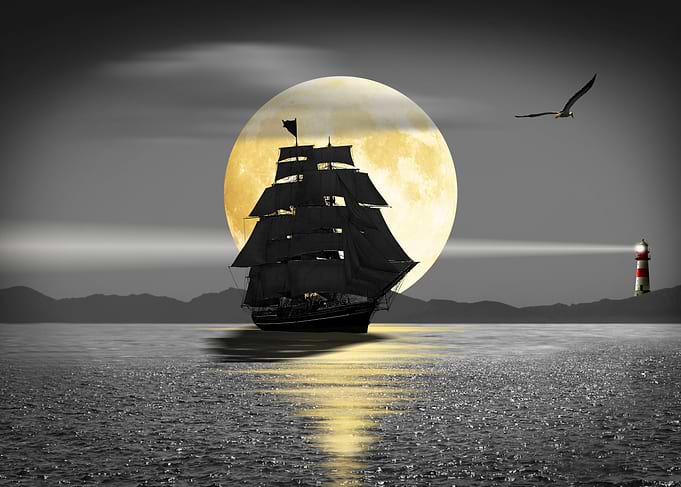 A ship with black sails