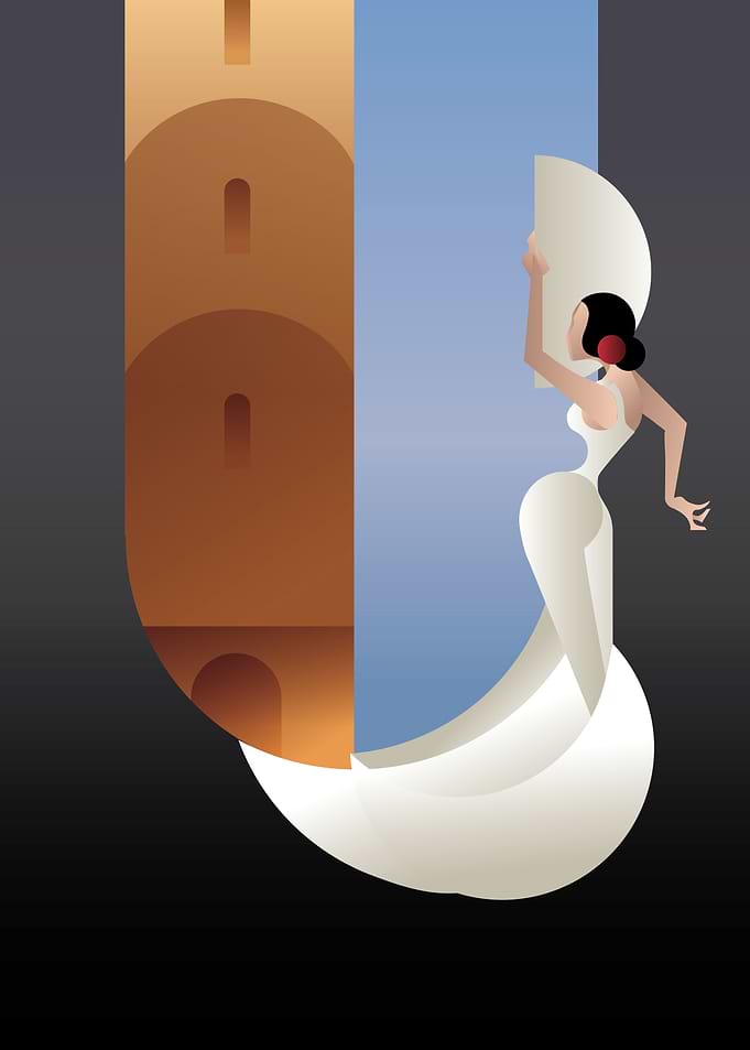 Art Deco styled Spain Flamenco dancer