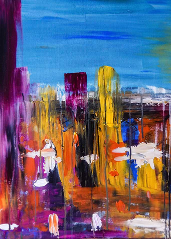 "Let's Go Out on a Rainy Day", acrylic on c ...