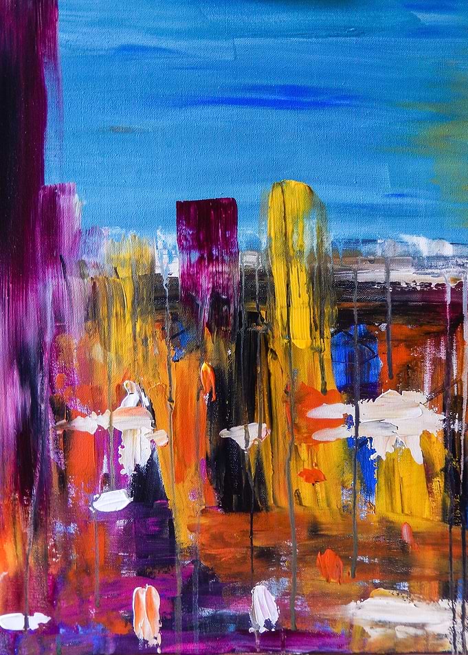"Let's Go Out on a Rainy Day", acrylic on c ...