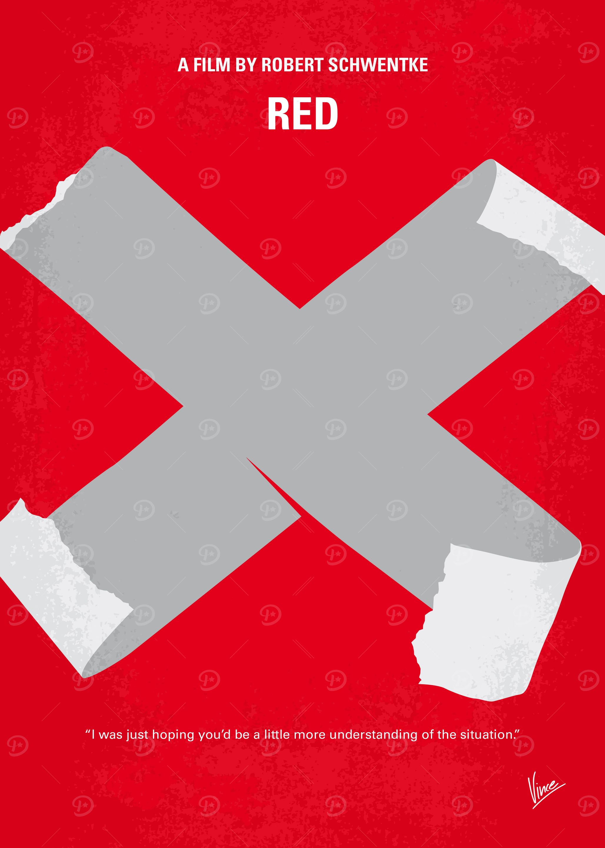 No495 My RED minimal movie poster When his peaceful li ...
