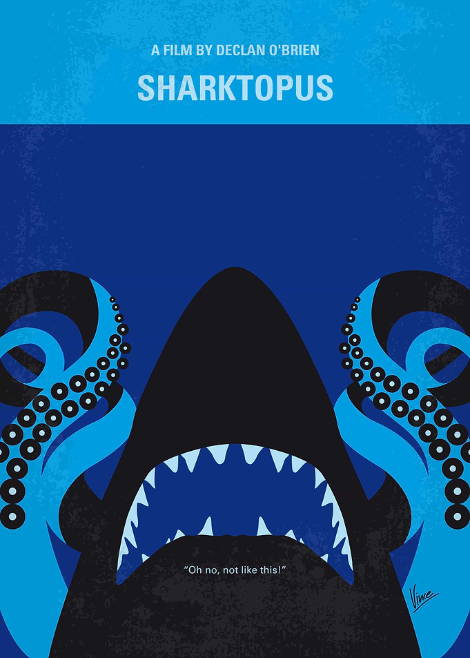 No485 My Sharktopus minimal movie poster A half-shark, ...
