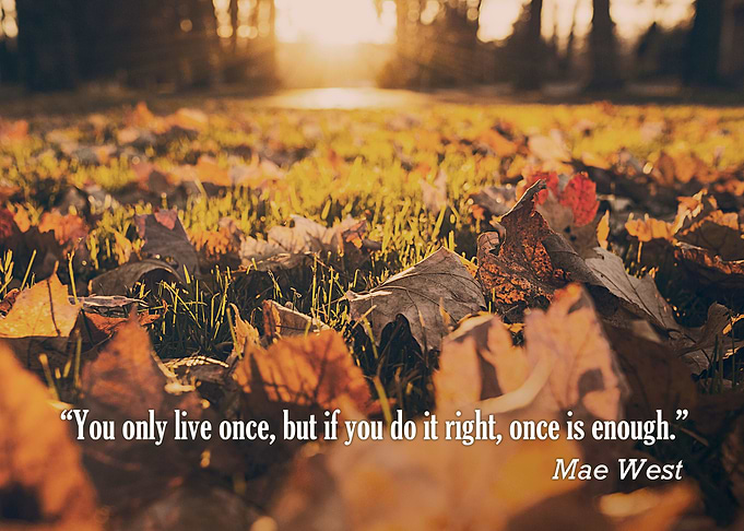 “You only live once, but if you do it right, once is en ...