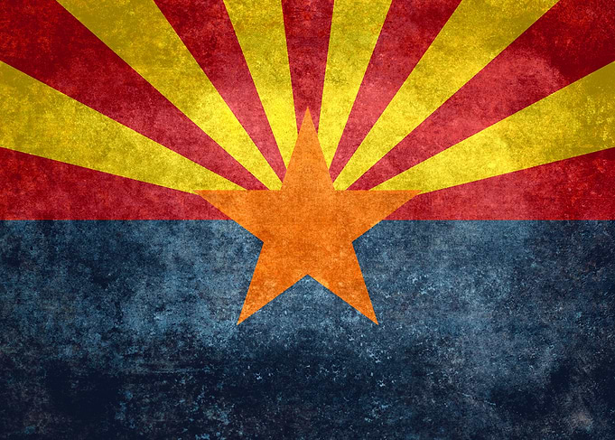 Arizona state flag with vintage retro style treatment