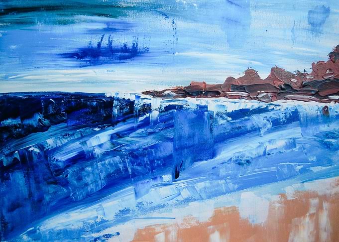 "Alone by the Sea" abstract seascape by Eliza D ...