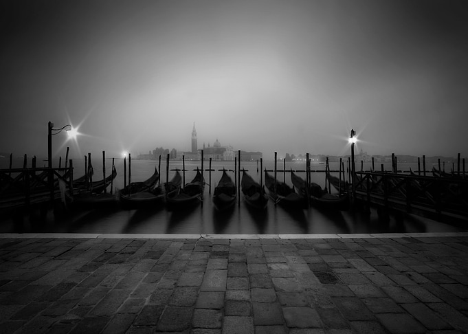 VENICE Gondolas and fog