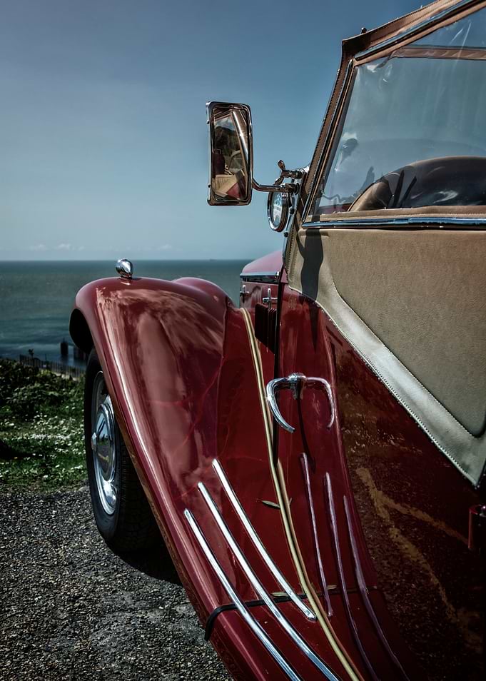 detail shot of a classic car