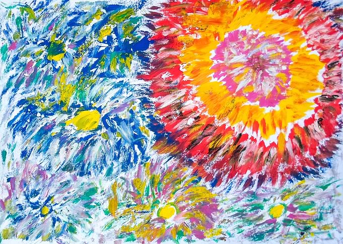 Chrysanthemums. An abstract watercolor.