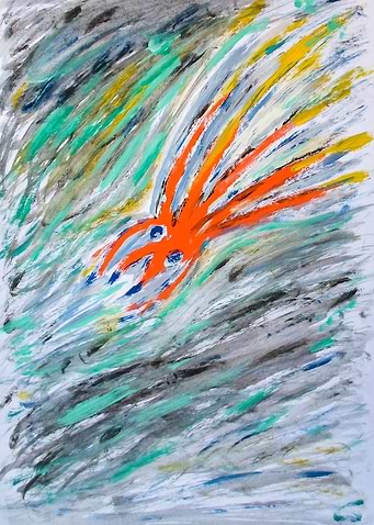 Deep Sea. A semi-abstract featuring a deep sea creature ...